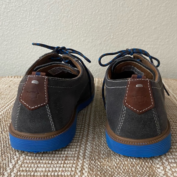 Florsheim Gray Blue Leather Suede Lace Up Plain ToeComfortech Supacush Jr Oxford - Picture 4 of 11